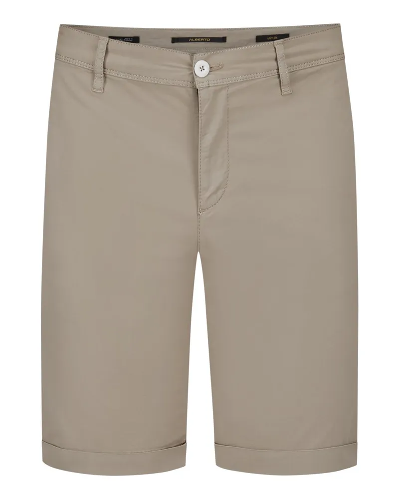 Alberto Stretch-Bermudashorts mit Beinumschlag, Slim Fit Kreide