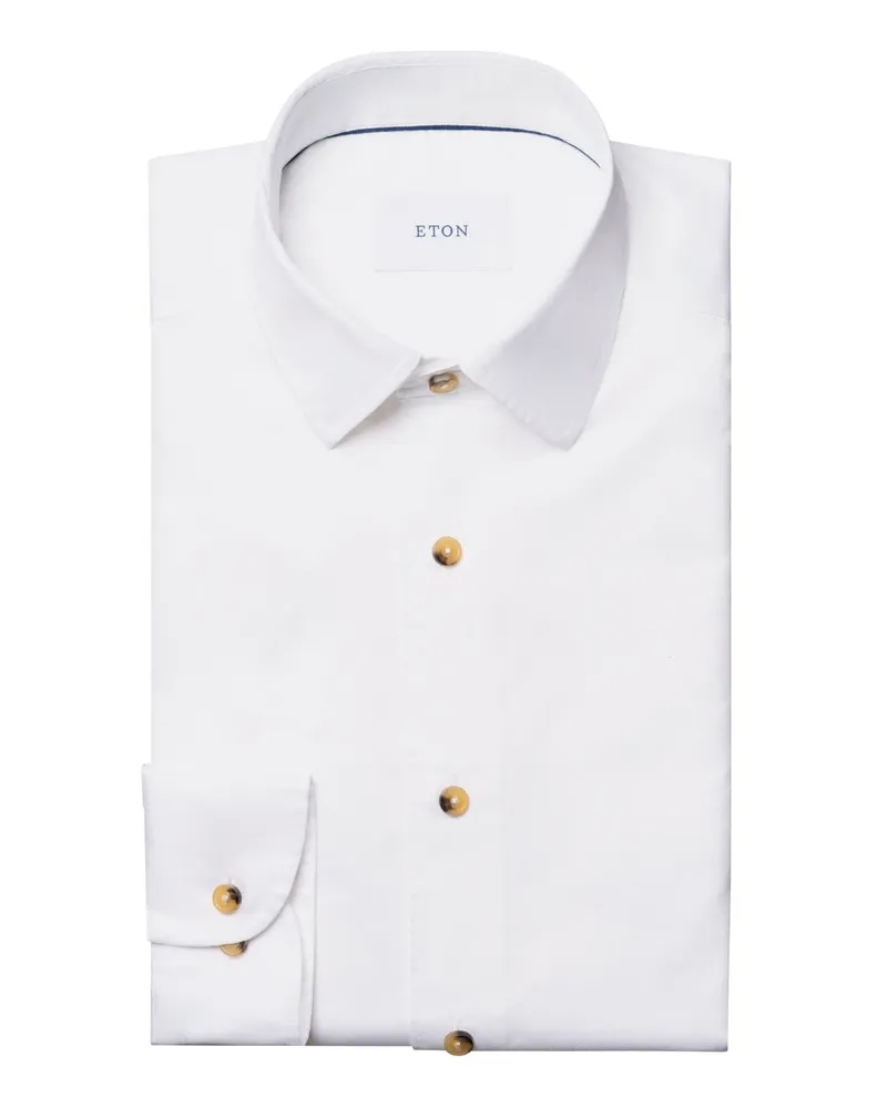 Eton Leichtes Hemd aus gewaschener Baumwolle, Casual Fit in Weiß