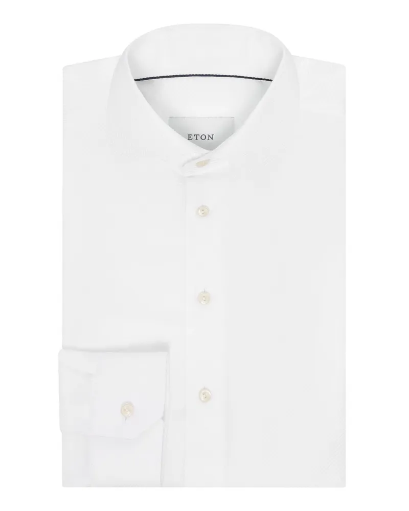 Eton Unifarbenes Twill-Hemd mit Haifischkragen, Slim Fit in Weiß