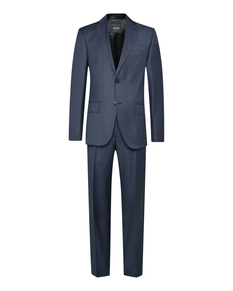 HUGO BOSS Zweiteiliger Anzug aus edler Schurwolle mit Kleinkaromuster, Slim Fit in Marine