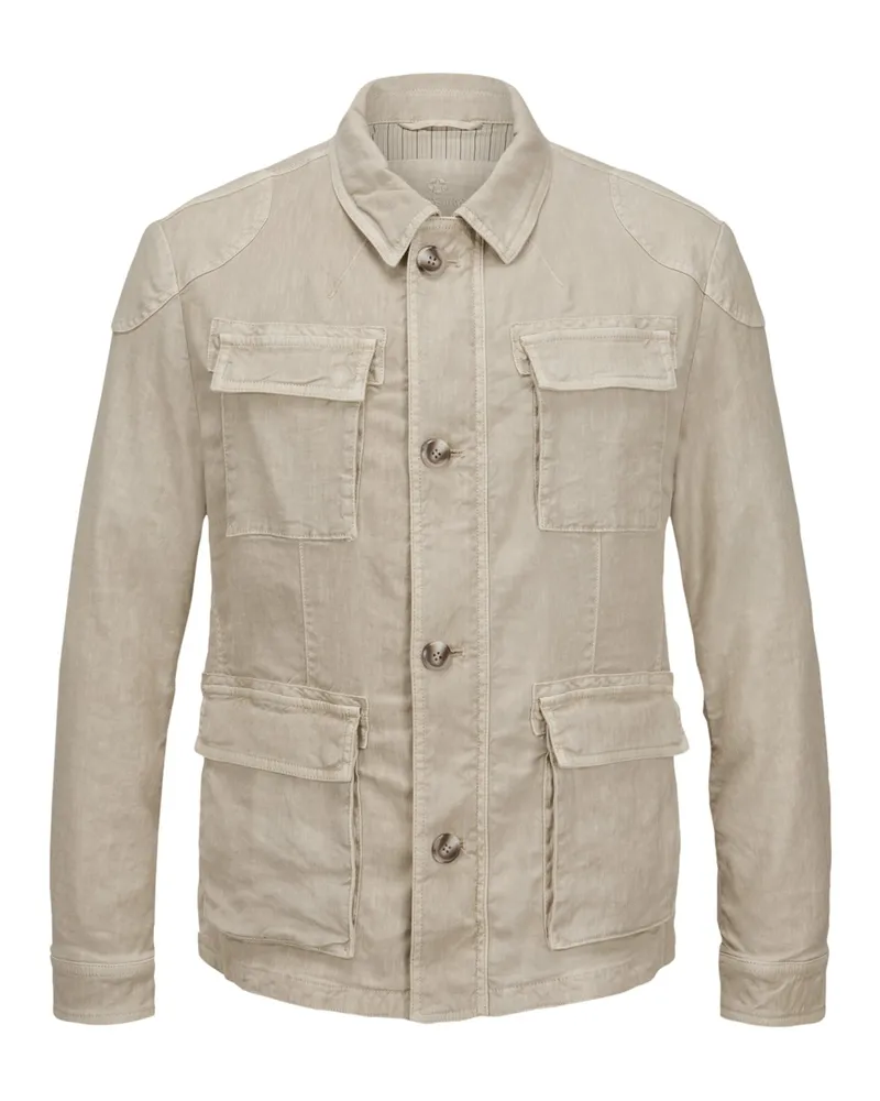 Milestone Leichtes Fieldjacket aus einem Leinen-Mix mit Stretch, Garment Dyed in Sand