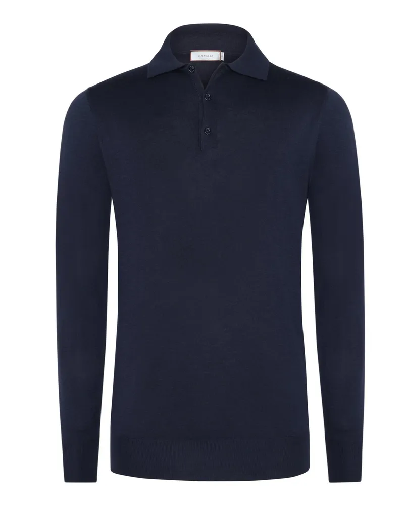 Canali Softes Strick-Poloshirt mit Polokragen in Marine