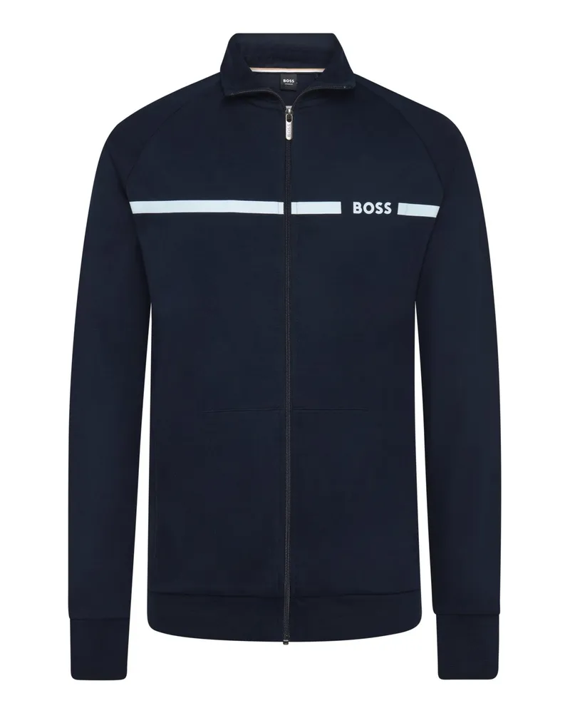 HUGO BOSS Homewear-Sweatjacke Authentic mit Label-Streifen in Marine