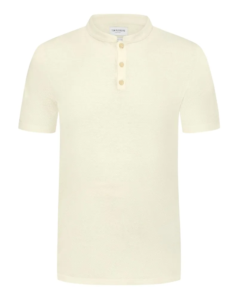 Tom Rusborg Feinstrickshirt mit Serafino-Kragen in Offwhite