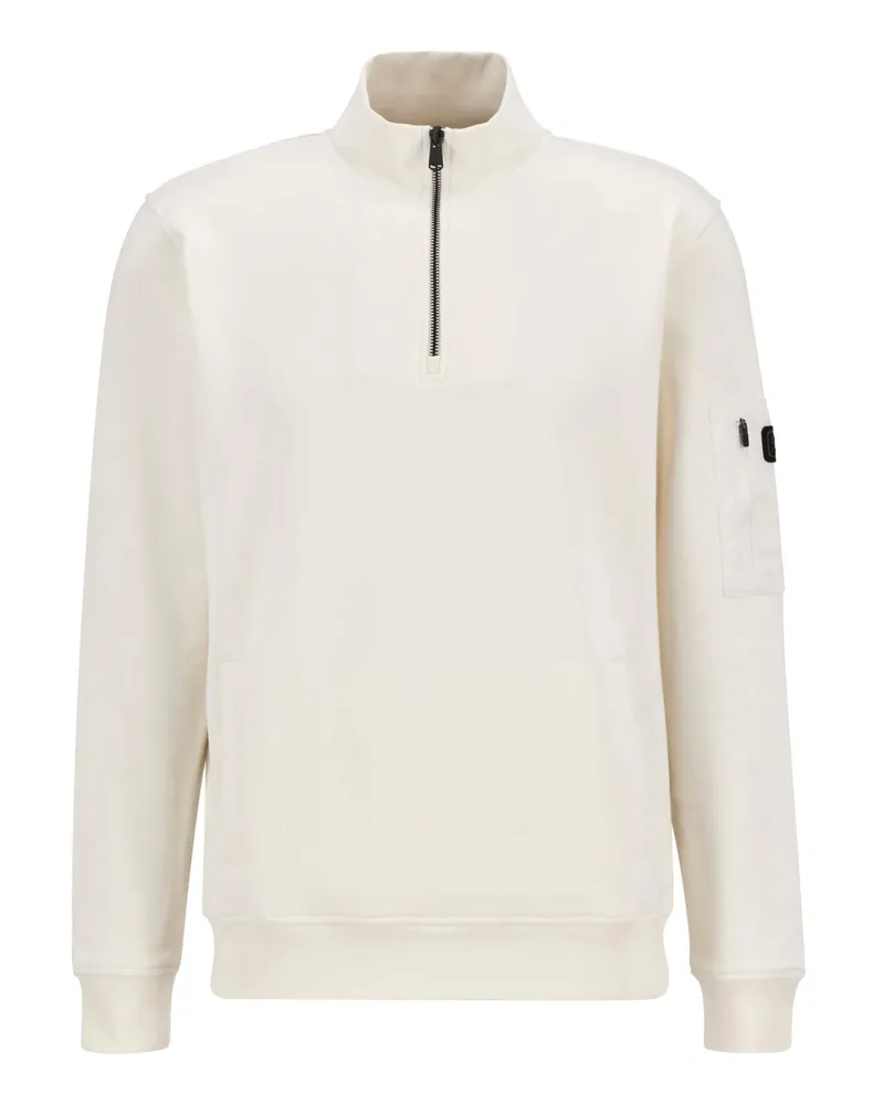Barbour Softer Sweat-Troyer mit Ärmeltasche und Logo-Patch in Offwhite