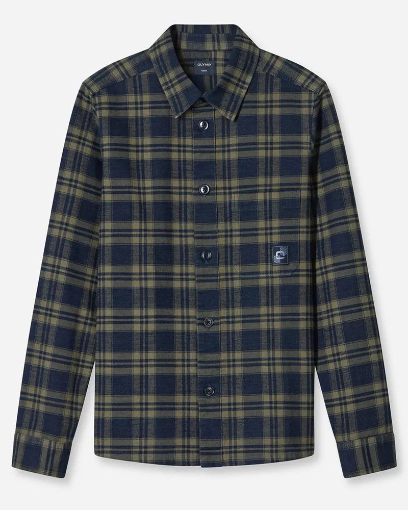 Olymp Overshirt aus Baumwolle mit Glencheck-Muster in Grün