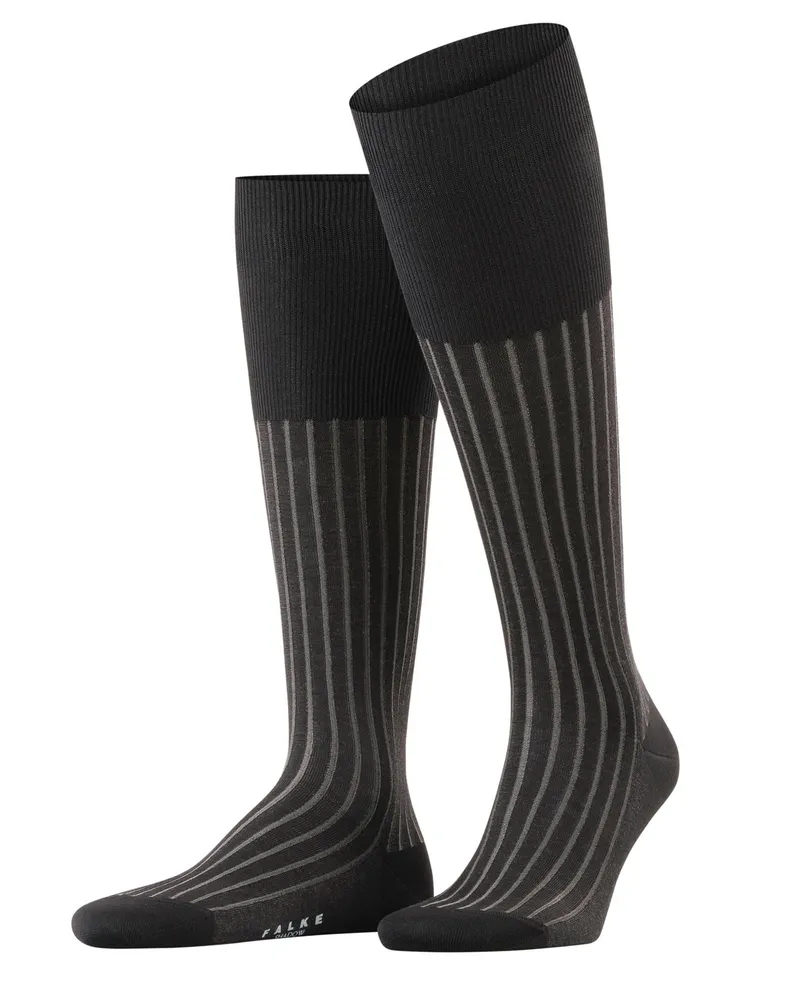 Falke Kniestrümpfe Shadow mit merzerisierter Baumwolle und Rippstruktur in Anthrazit