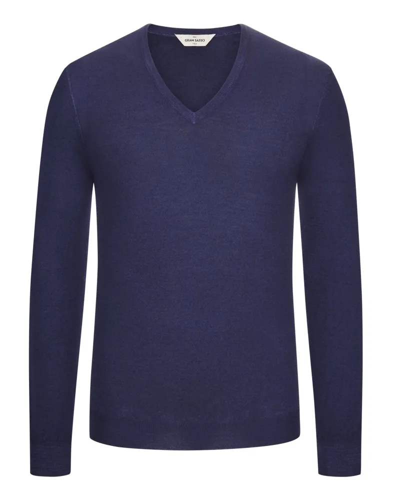 Gran Sasso Pullover aus Merinowolle in Vintage-Optik in Marine