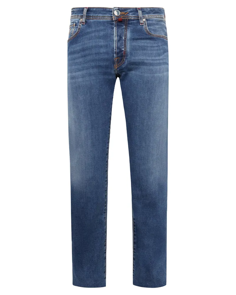 Jacob Cohën Bard Stretchjeans im dezenten Used-Look, Slim Fit in Mittelblau