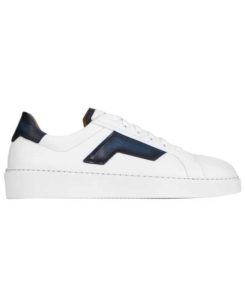 Magnanni Low Top Sneaker aus Glattleder mit Kontrast-Streifen Weiß