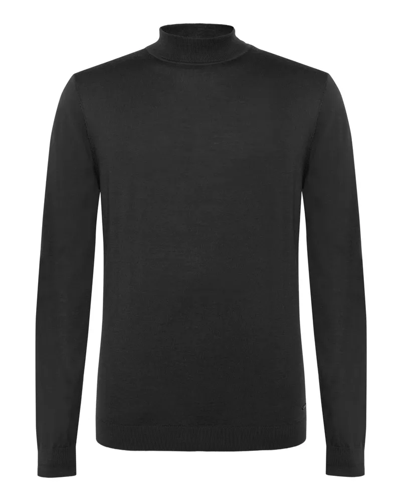 Roy Robson Leichter Pullover aus Merinowolle mit Turtle-Neck in Schwarz