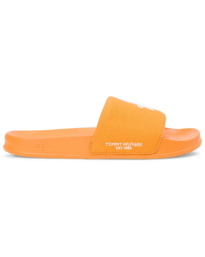 Tommy Hilfiger Canvas-Badeschuhe mit Monogramm-Stickerei in Orange