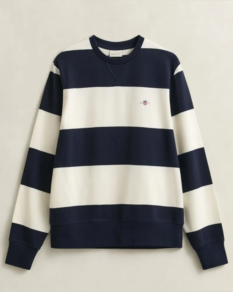 Gant Sweatshirt aus Baumwolle mit Blockstreifen und Flag-Stickerei in Marine