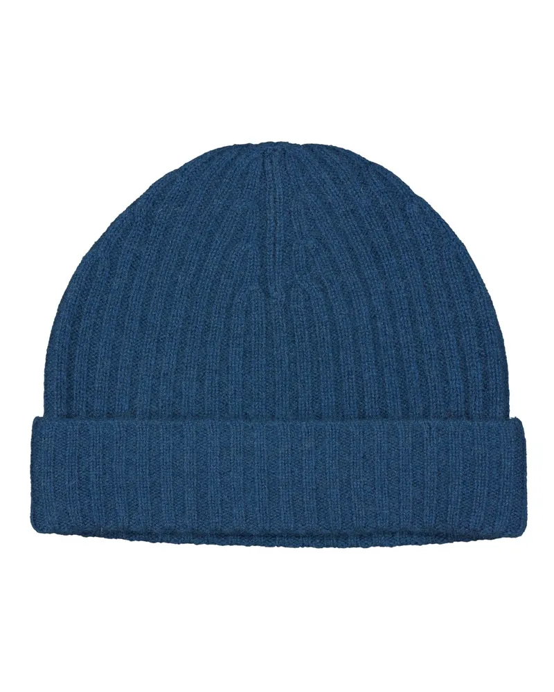 Tom Rusborg Leichte Strickmütze aus Kaschmir in Mittelblau