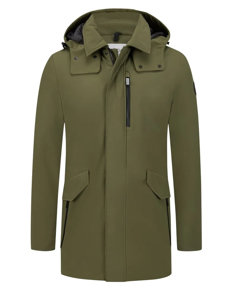 Woolrich Daunengefütterte Softshelljacke mit abtrennbarer Kapuze Oliv