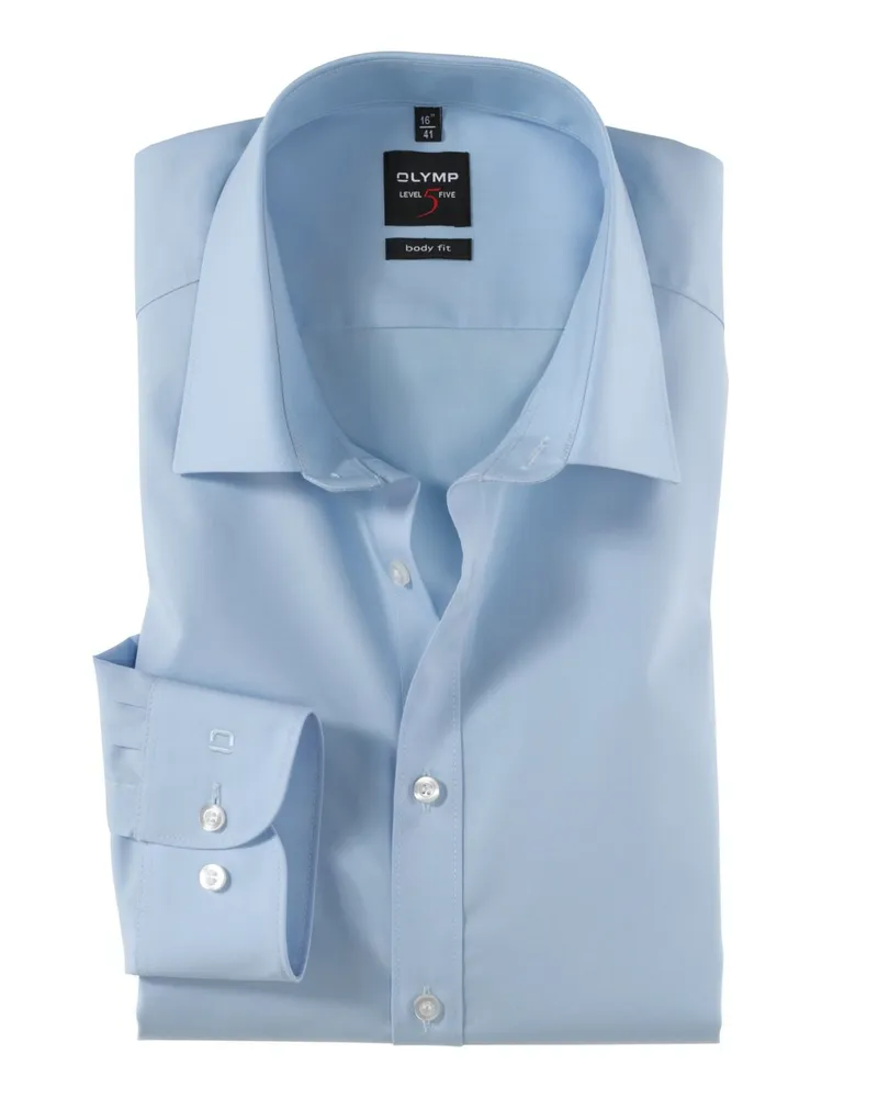 Olymp Level Five body fit Hemd mit extralangem Arm in Hellblau