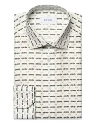 Eton Signature-Twill-Hemd mit Rennwagen-Print, Contemporary Fit Offwhite