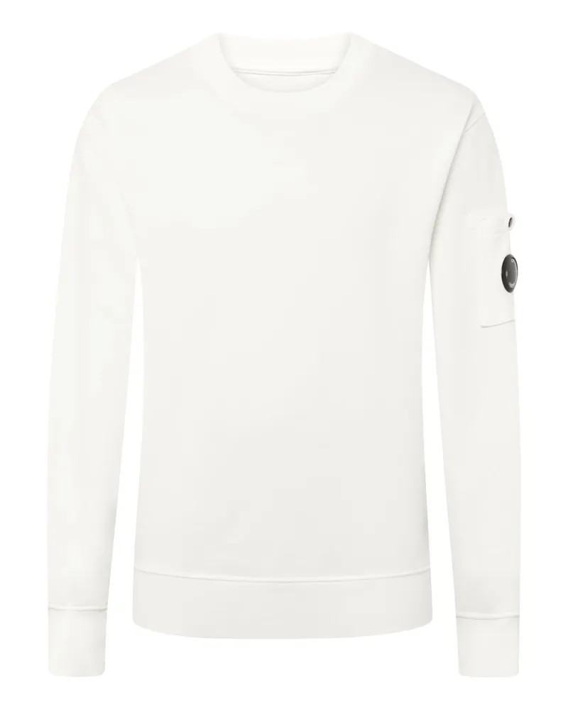 C.P. Company Softes Fleece-Sweatshirt mit Loge-Patch und O-Neck in Offwhite