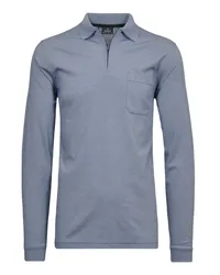 Ragman Langarm-Poloshirt aus softer Baumwollmischung mit Fineliner Hellblau