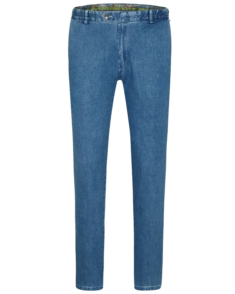 Meyer Hosen Denim Chino Oslo mit Stretchanteil, Modern Fit in Mittelblau