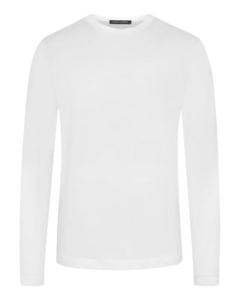 Trusted Handwork Longsleeve aus Pima-Baumwolle mit O-Neck in Weiß