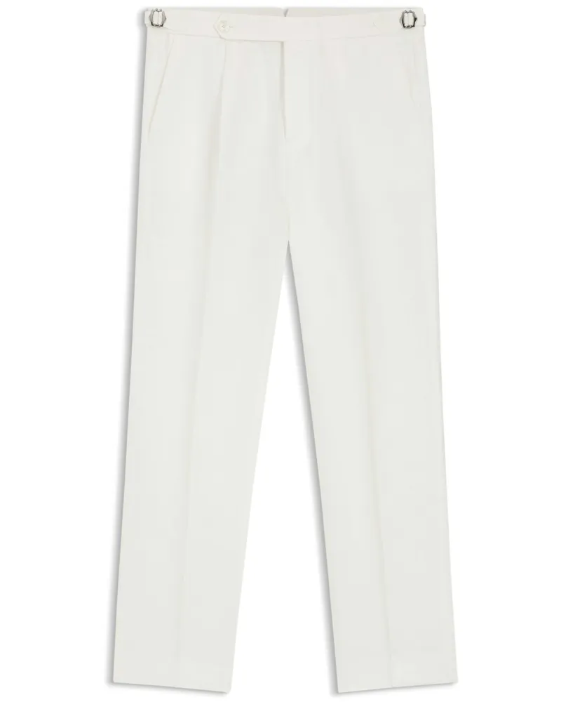 HUGO BOSS Leichte Leinenhose mit verstellbaren Riegeln am Bund in Weiß