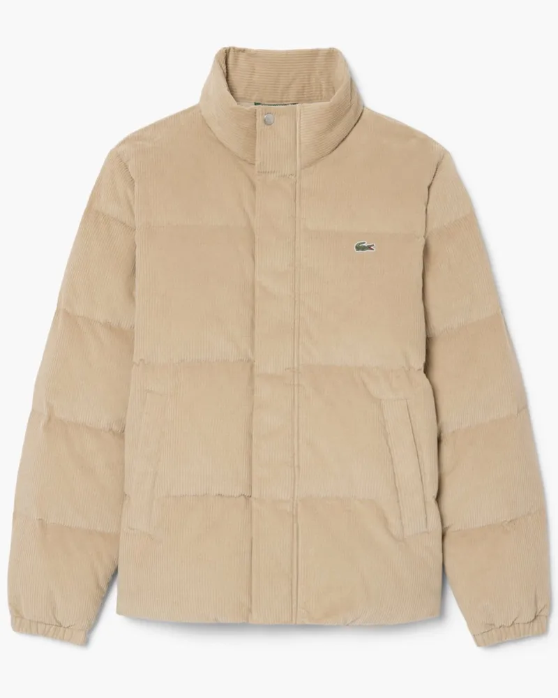 Lacoste Gesteppte Cord-Daunenjacke in Beige
