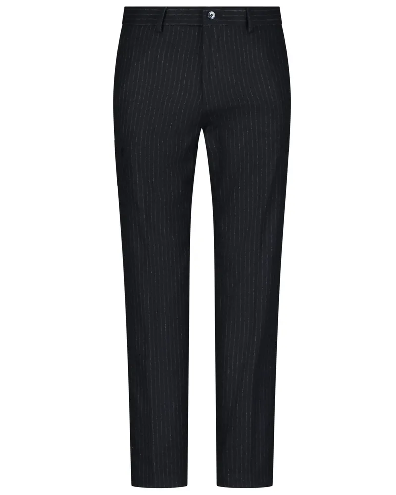 Roy Robson Flanell-Anzughose aus einem Woll-Mix mit Kreidestreifen, Slim Fit in Marine