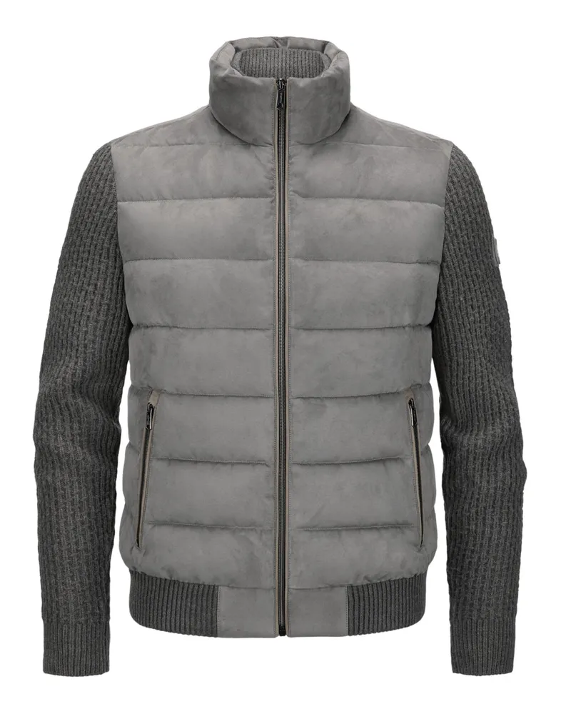 Milestone Steppjacke MSDean aus Mikrovelours und Strick-Ärmeln in Grau