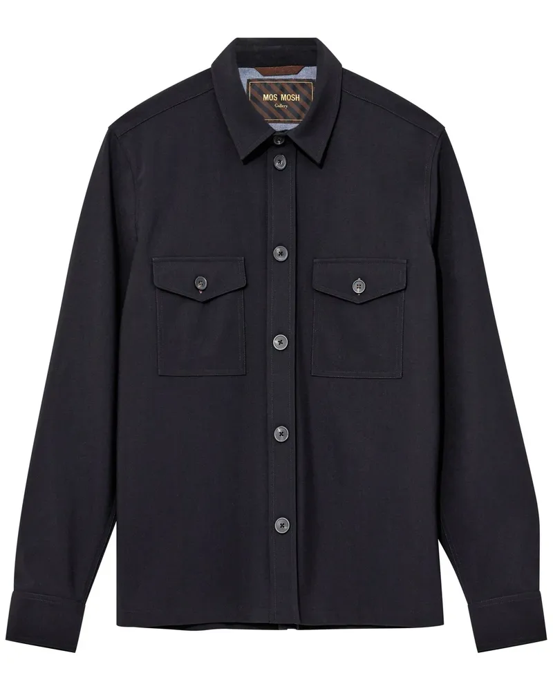 Mos Mosh Overshirt mit Brusttaschen und Stretch in Marine