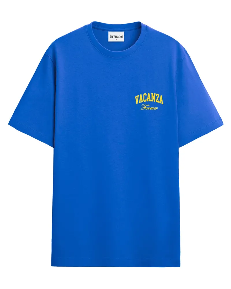 On Vacation T-Shirt aus Bio-Baumwolle mit Frontprint in Königsblau