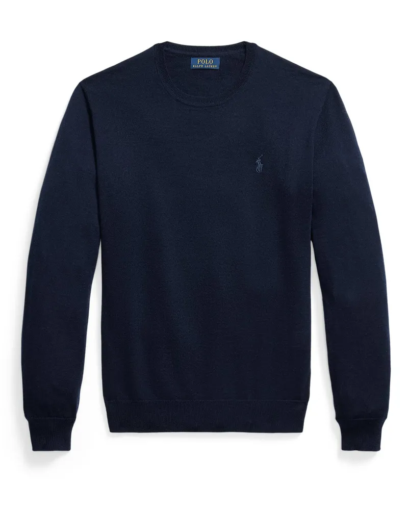 Ralph Lauren Rundhalspullover aus waschbarer Merinowolle mit Pony-Stickerei in Marine