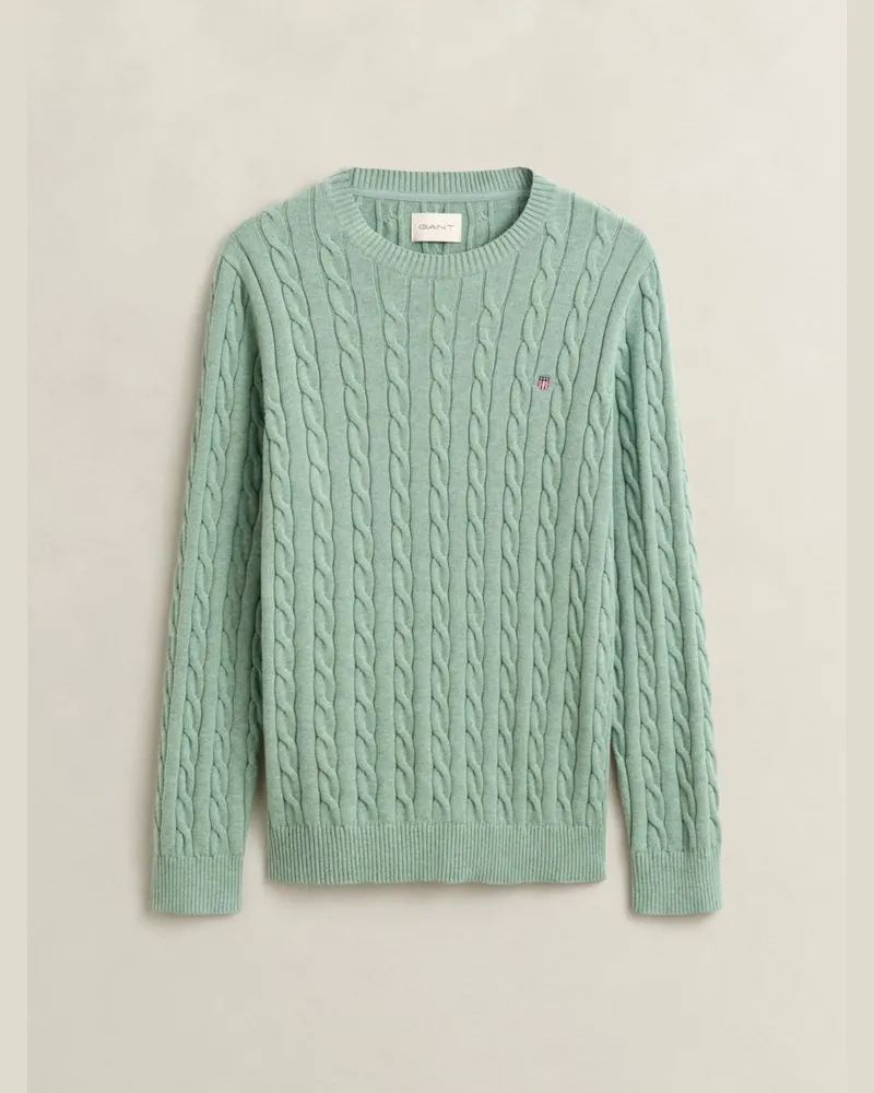 Gant Strick-Pullover mit Zopfmuster, Regular Fit in Grün