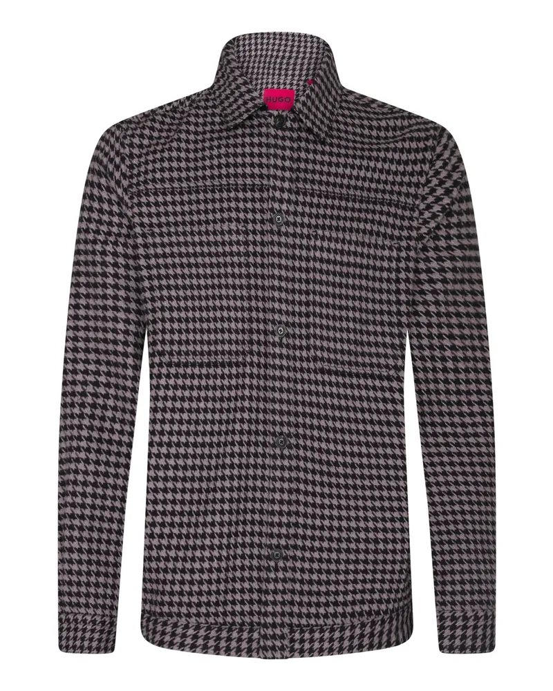 HUGO BOSS Overshirt Eniri mit Hahnentritt-Muster, Oversized Fit in Braun