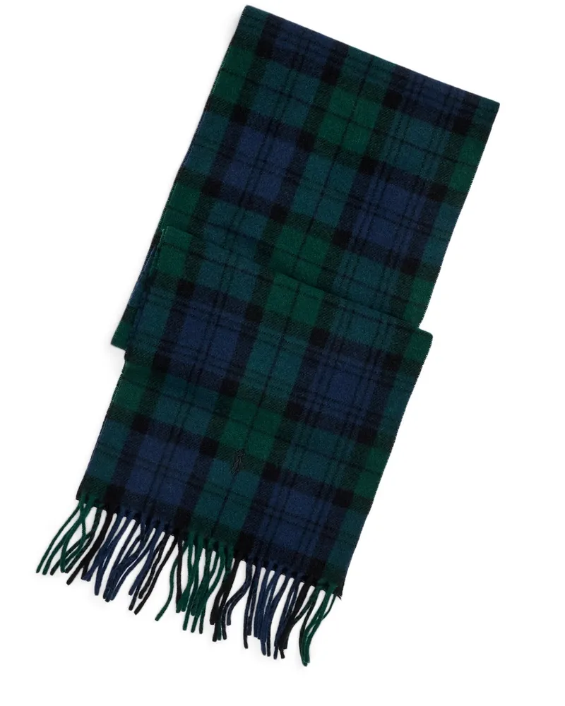 Ralph Lauren Softer Schal mit Glencheck-Muster und Fransen in Marine