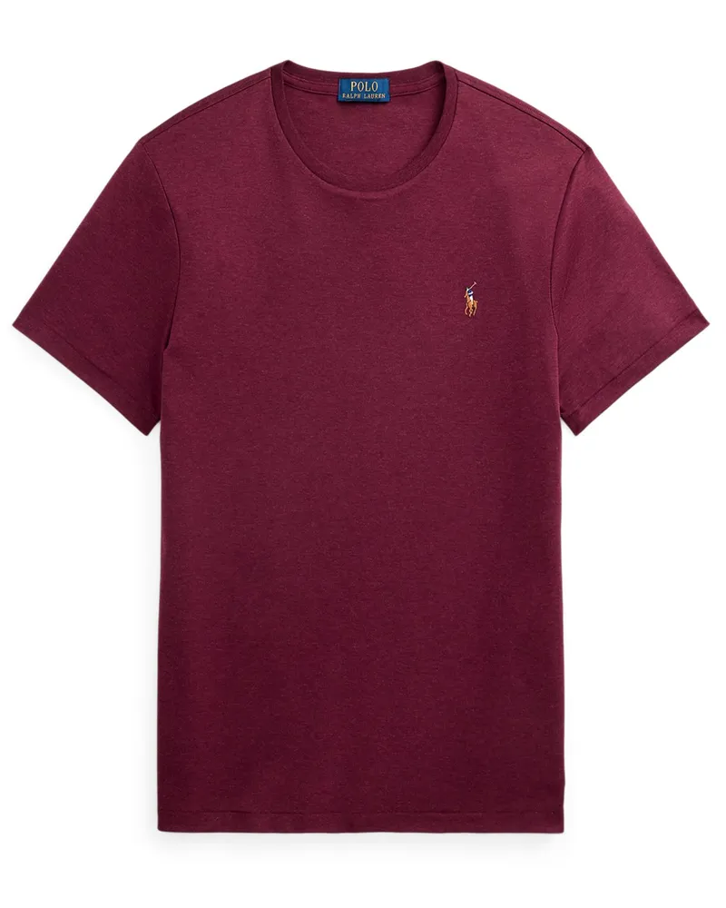 Ralph Lauren Jersey T-Shirt mit Poloreiter-Stickerei, Custom Slim Fit in Bordeaux