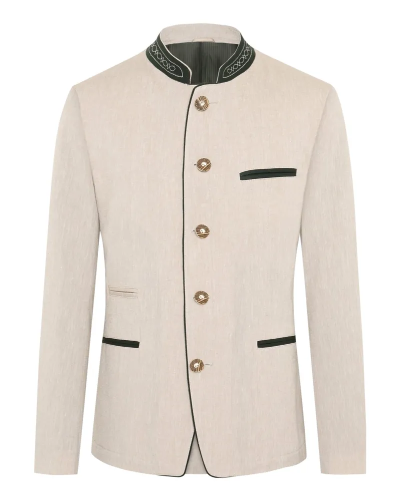 Lodenfrey Trachtenjanker mit Leinenanteil und Samtpaspelierungen in Beige