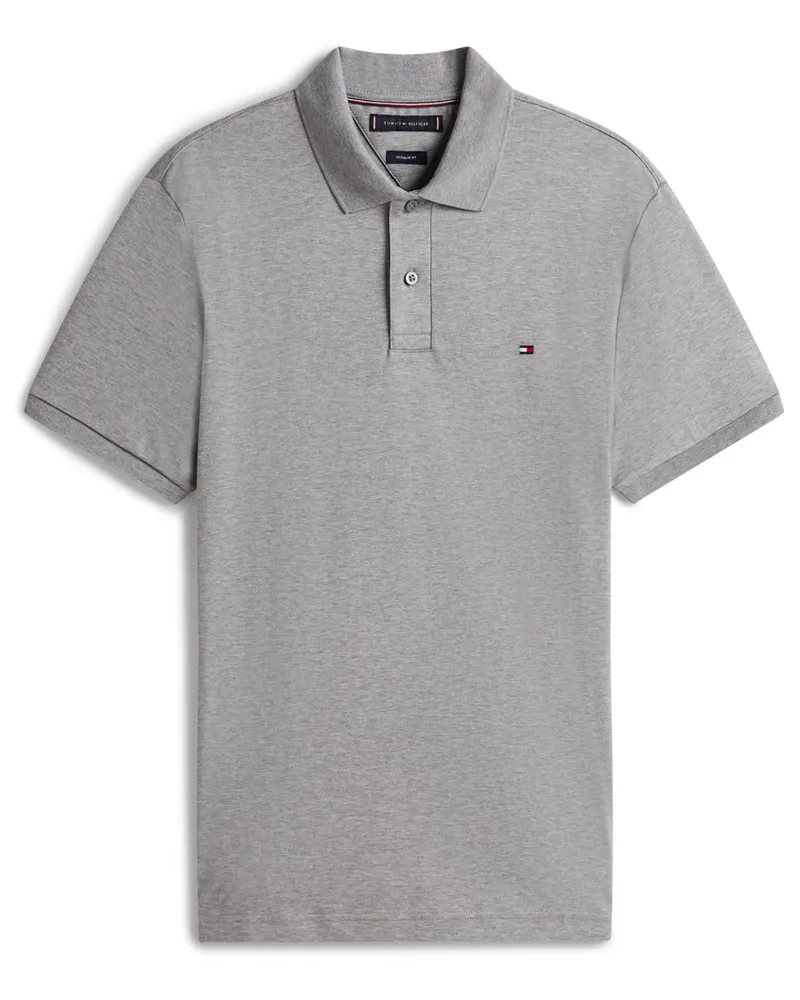 Tommy Hilfiger Piqué-Poloshirt aus Baumwolle mit Logo-Stickerei, Regular Fit in Grau