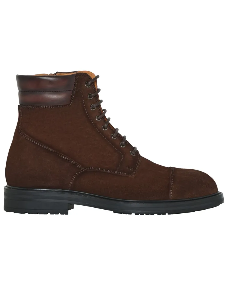Magnanni Handgefertigte Wildleder-Boots mit Blockabsatz und rutschfester Sohle in Dunkelbraun
