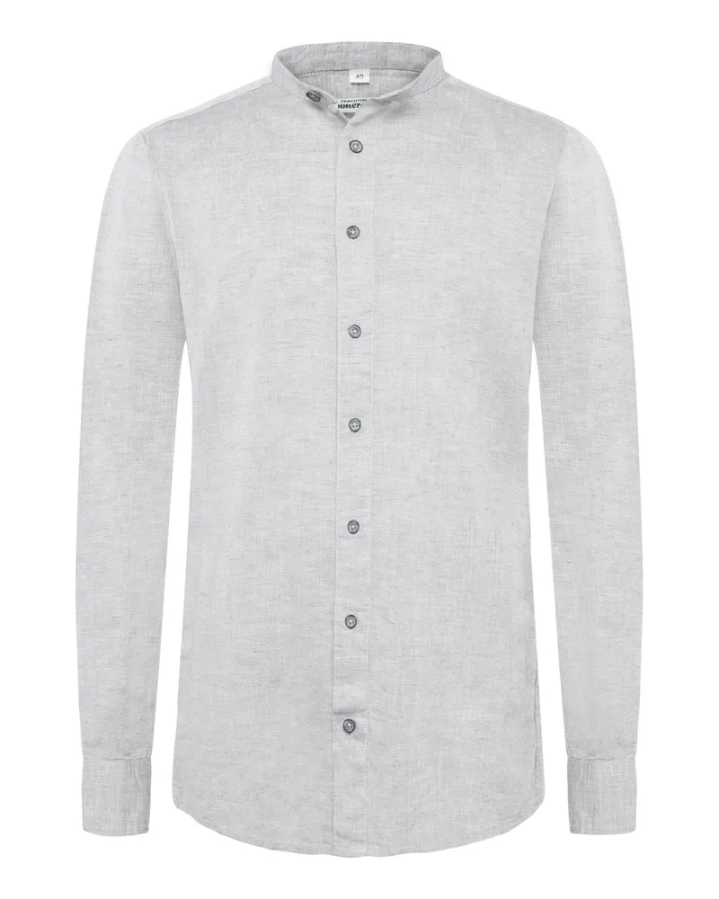 Hammerschmid Trachtenhemd mit Leinenanteil und Stehkragen, Slim Fit in Oliv