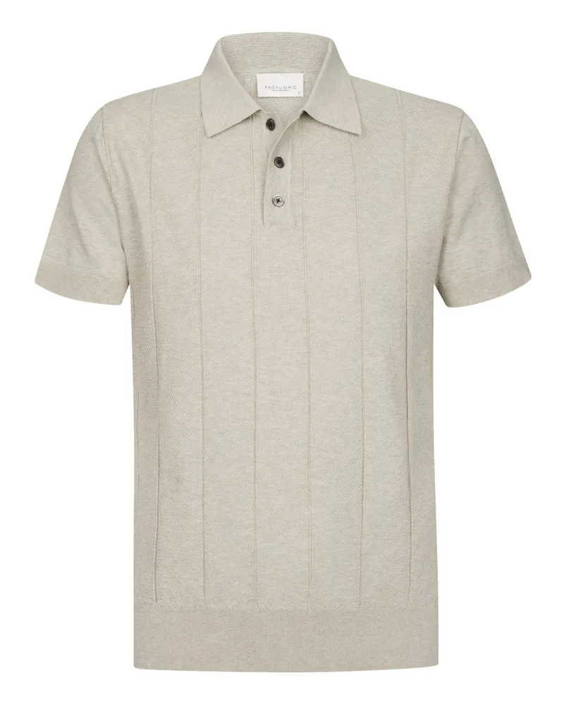 Profuomo Strick-Poloshirt aus Baumwolle mit Schattenstreifen in Beige
