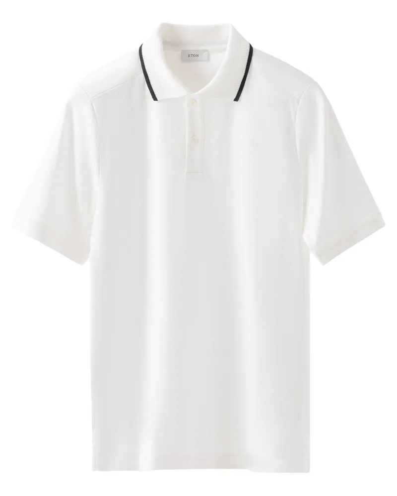 Eton Softes Feinstrick-Poloshirt aus Supima-Baumwolle, Medium in Weiß