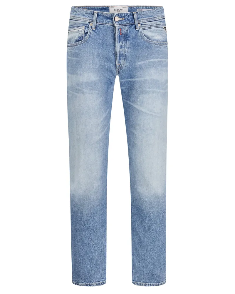 Replay Raw Jeans Grover im Used-Look, Straight Fit in Hellblau