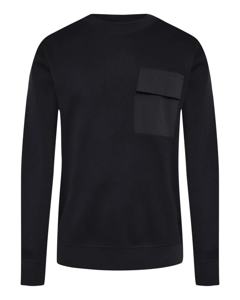 HUGO BOSS Geripptes Sweatshirt mit Stretch und Brusttasche in Schwarz