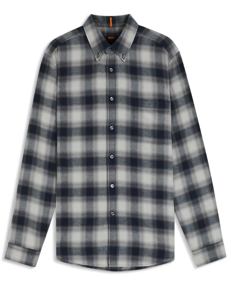 HUGO BOSS Kariertes Hemd mit Button-Down-Kragen in Grau