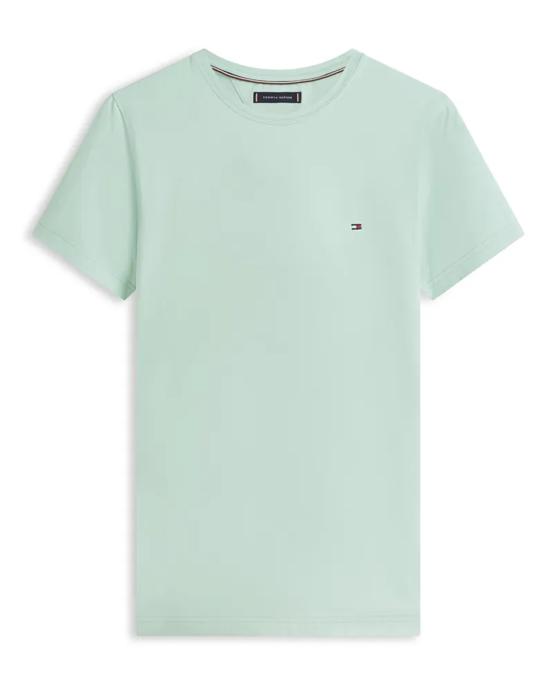 Tommy Hilfiger Stretch-T-Shirt mit kleiner Logo-Stickerei, Slim Fit in Mint