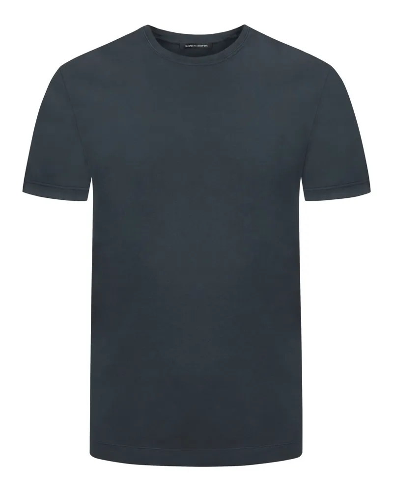 Trusted Handwork Glattes T-Shirt aus Pima-Baumwolle in Marine