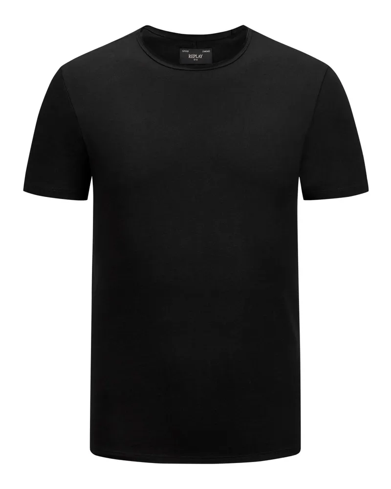 Replay Leichtes T-Shirt mit Rückennaht und O-Neck Schwarz