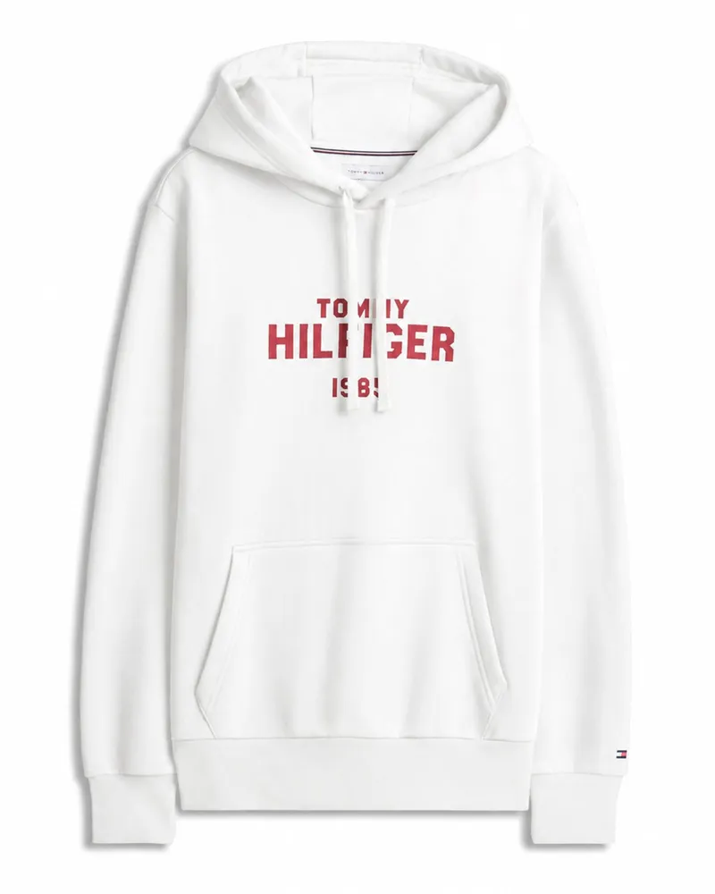 Tommy Hilfiger Hoodie aus einem Baumwoll-Mix mit Label-Print, Regular Fit in Weiß