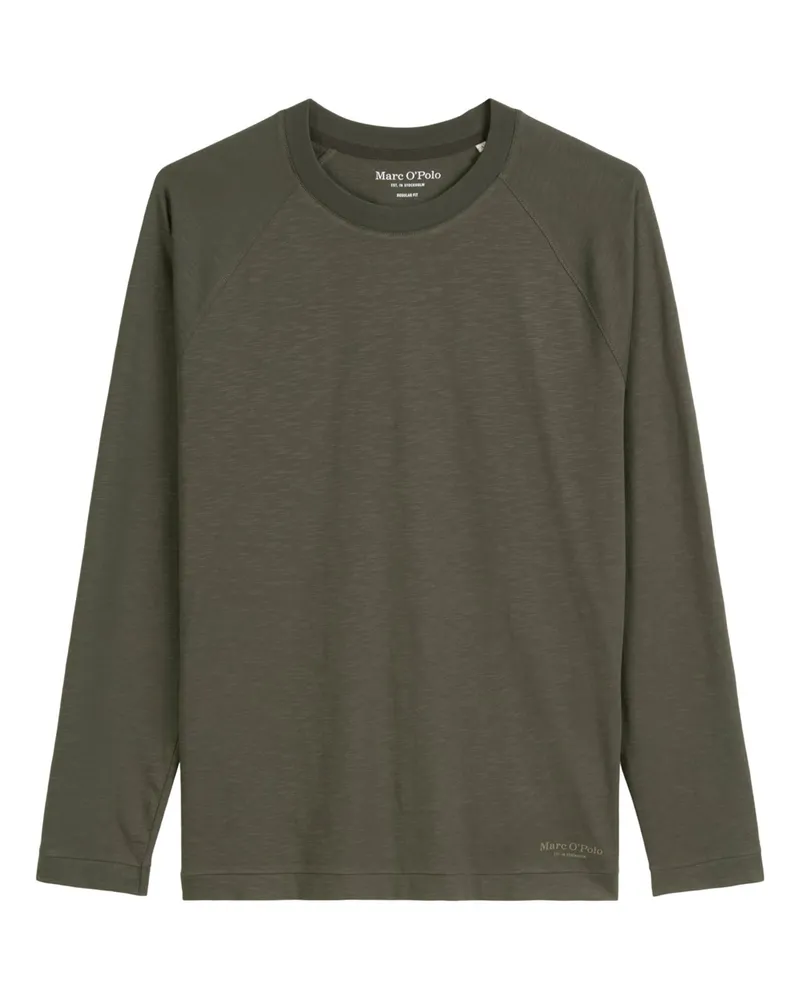Marc O'Polo Longsleeve aus Baumwolle in melierter Optik in Oliv